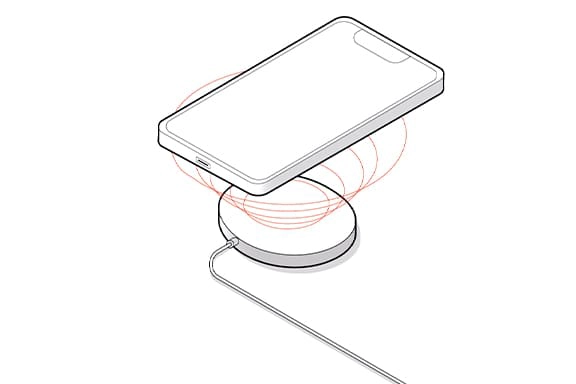 Illustration of the functioning of charging a phone without a cable