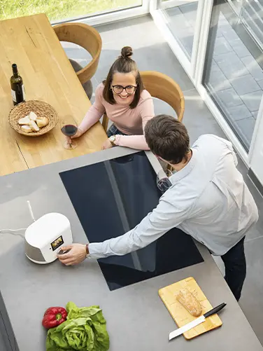 Digital radio in the kitchen.